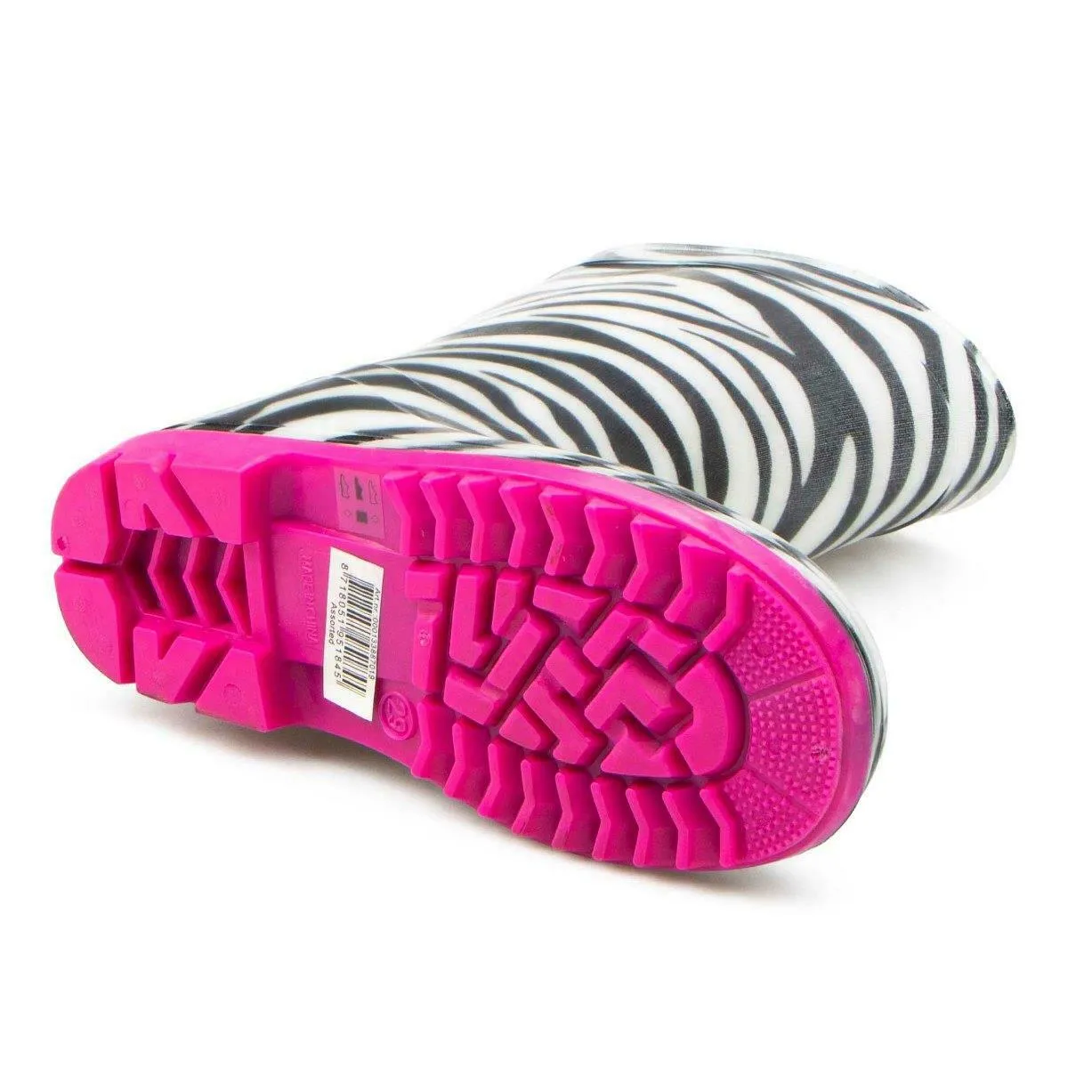 Girls Zebra Rain Boots PVC Wellies