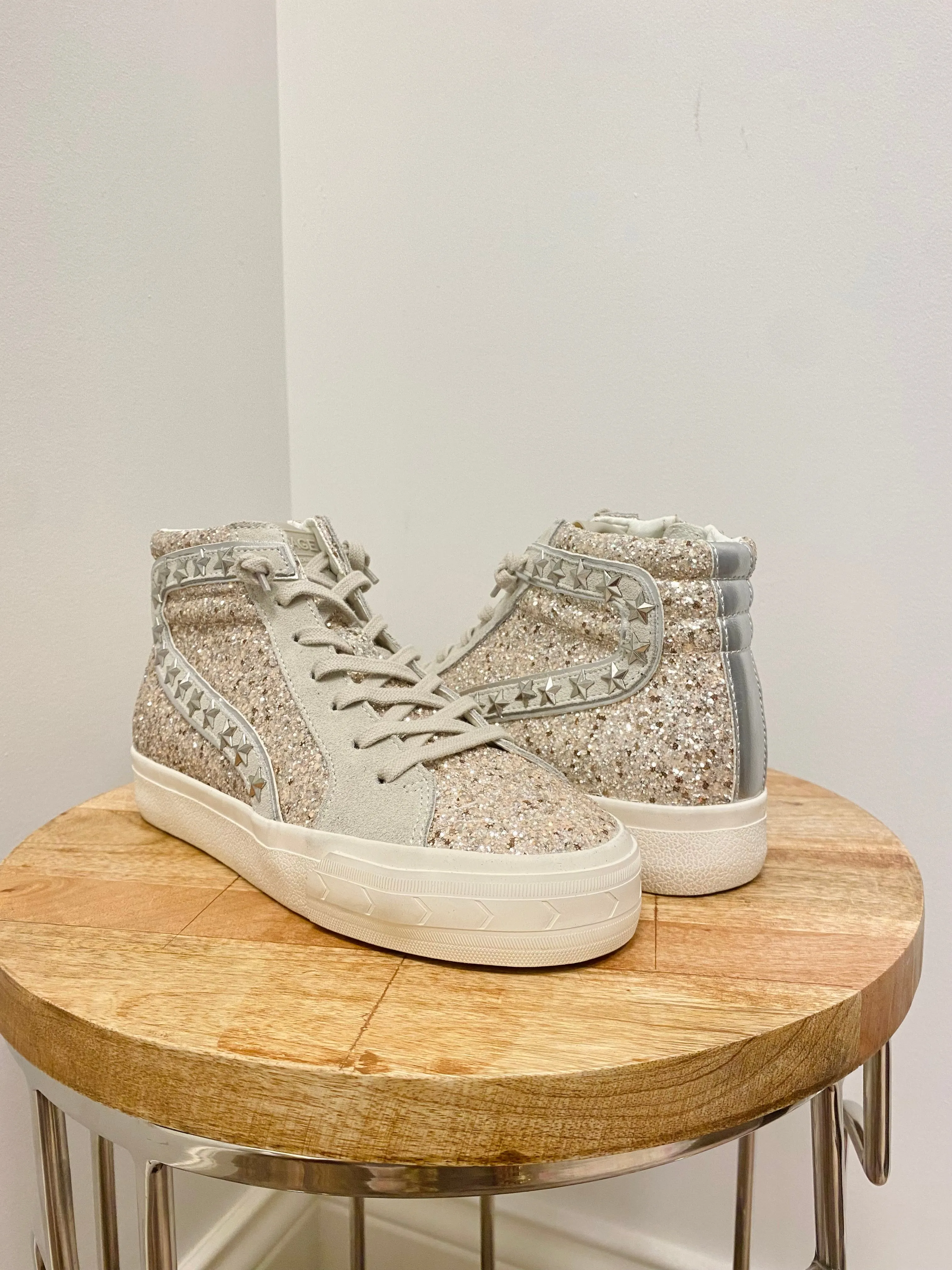 Hailey High Glitter High Top Sneaker w Star Stripe