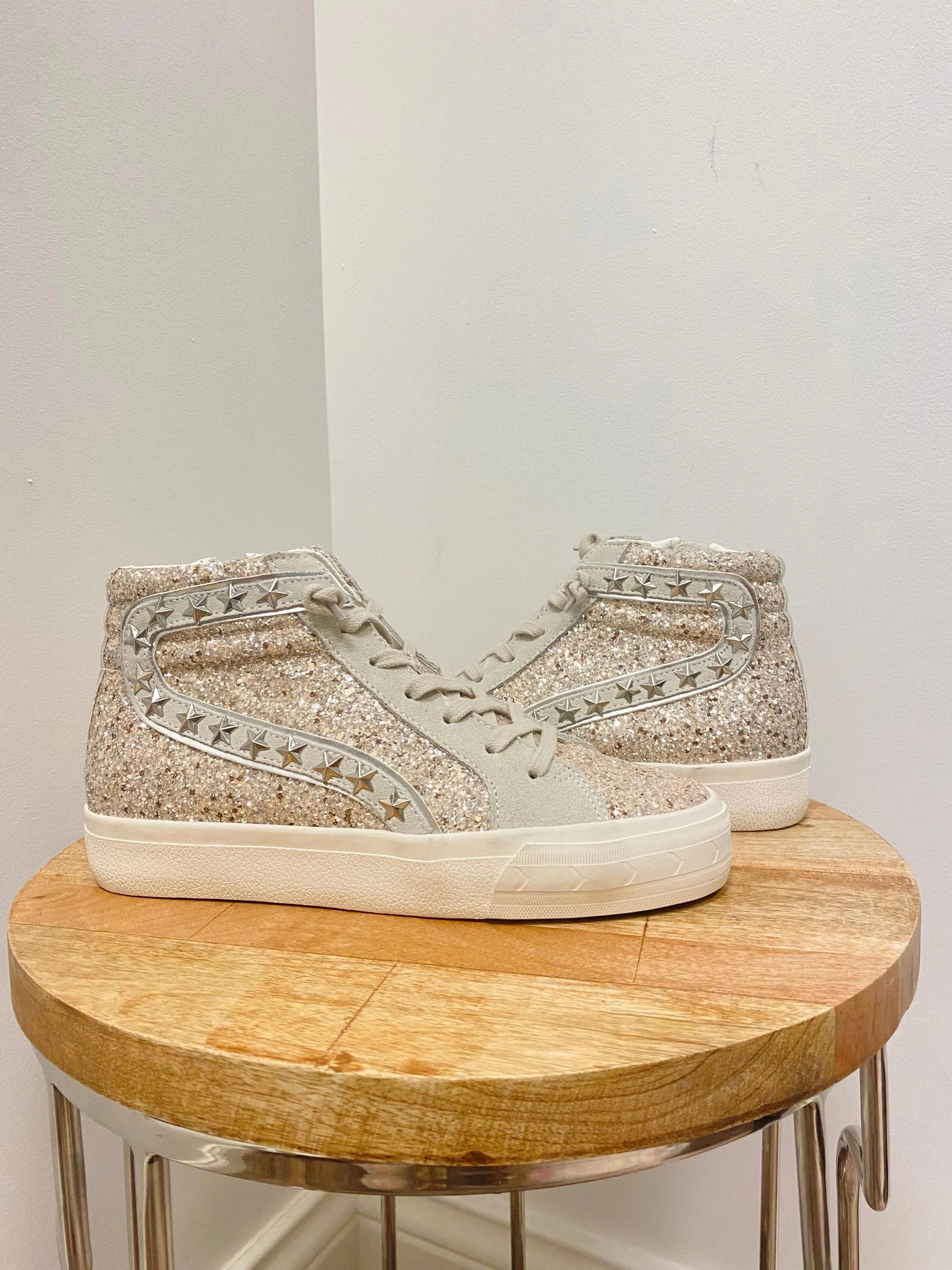 Hailey High Glitter High Top Sneaker w Star Stripe