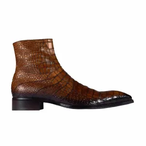 Handmade Custom Crocodile Print Leather Ankle Boots For Men