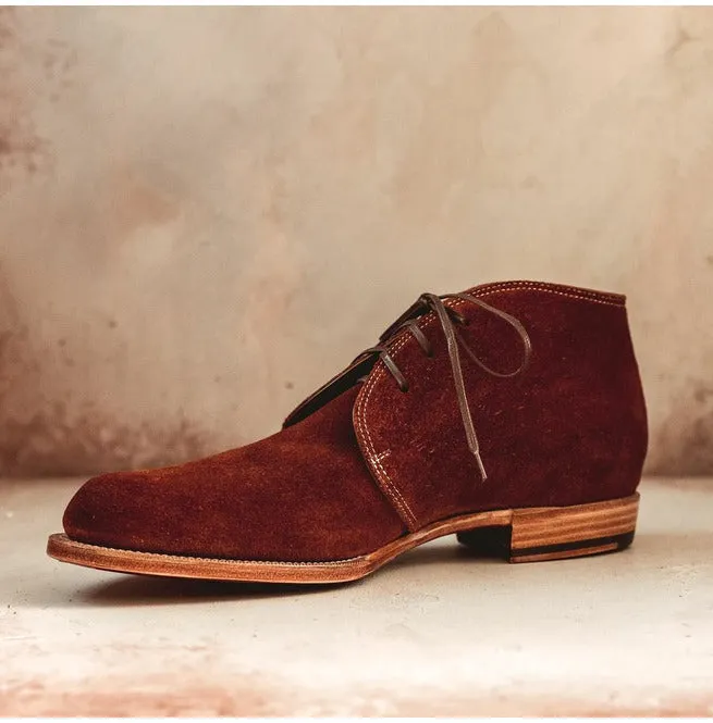 Handmade Men Brown Suede Ankle Boots With Lace up Closure, Suede Boots