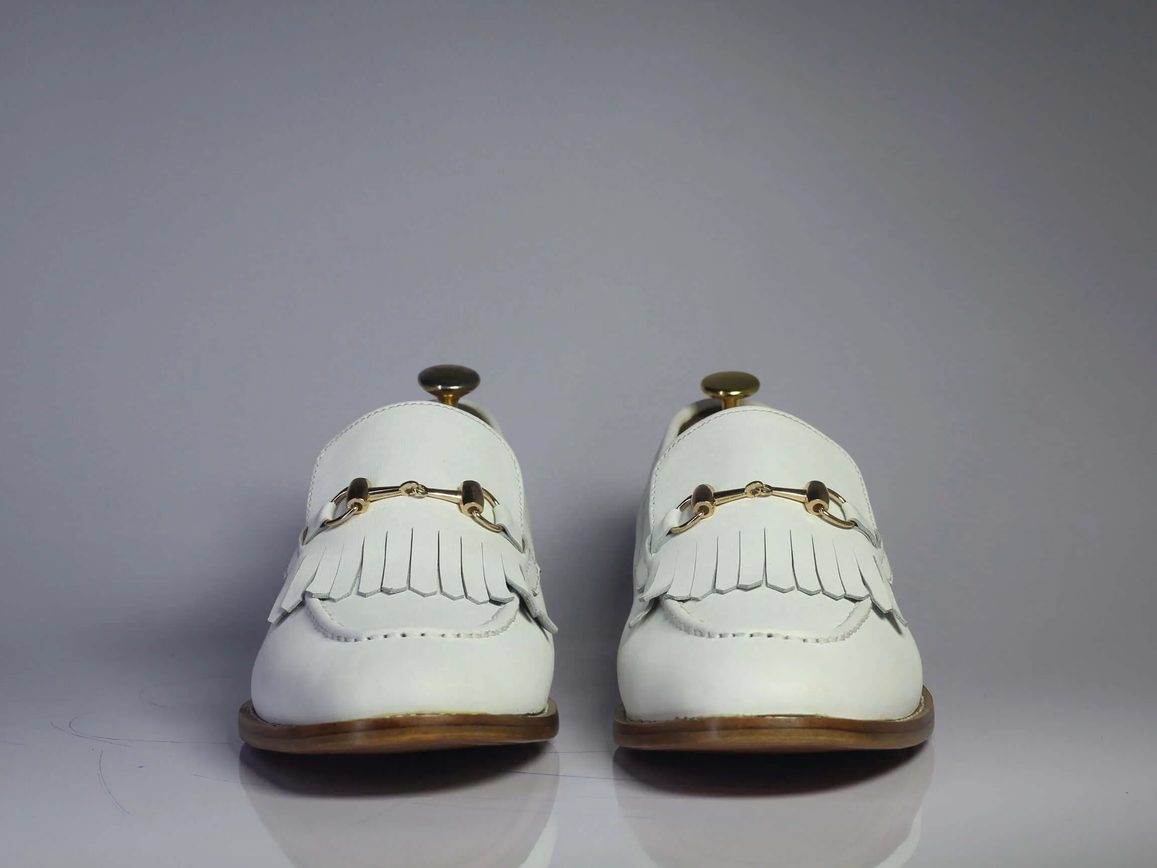 Handmade Men's White Fringe Loafer Leather Shoes, Men Dress Formal Slip On Shoes