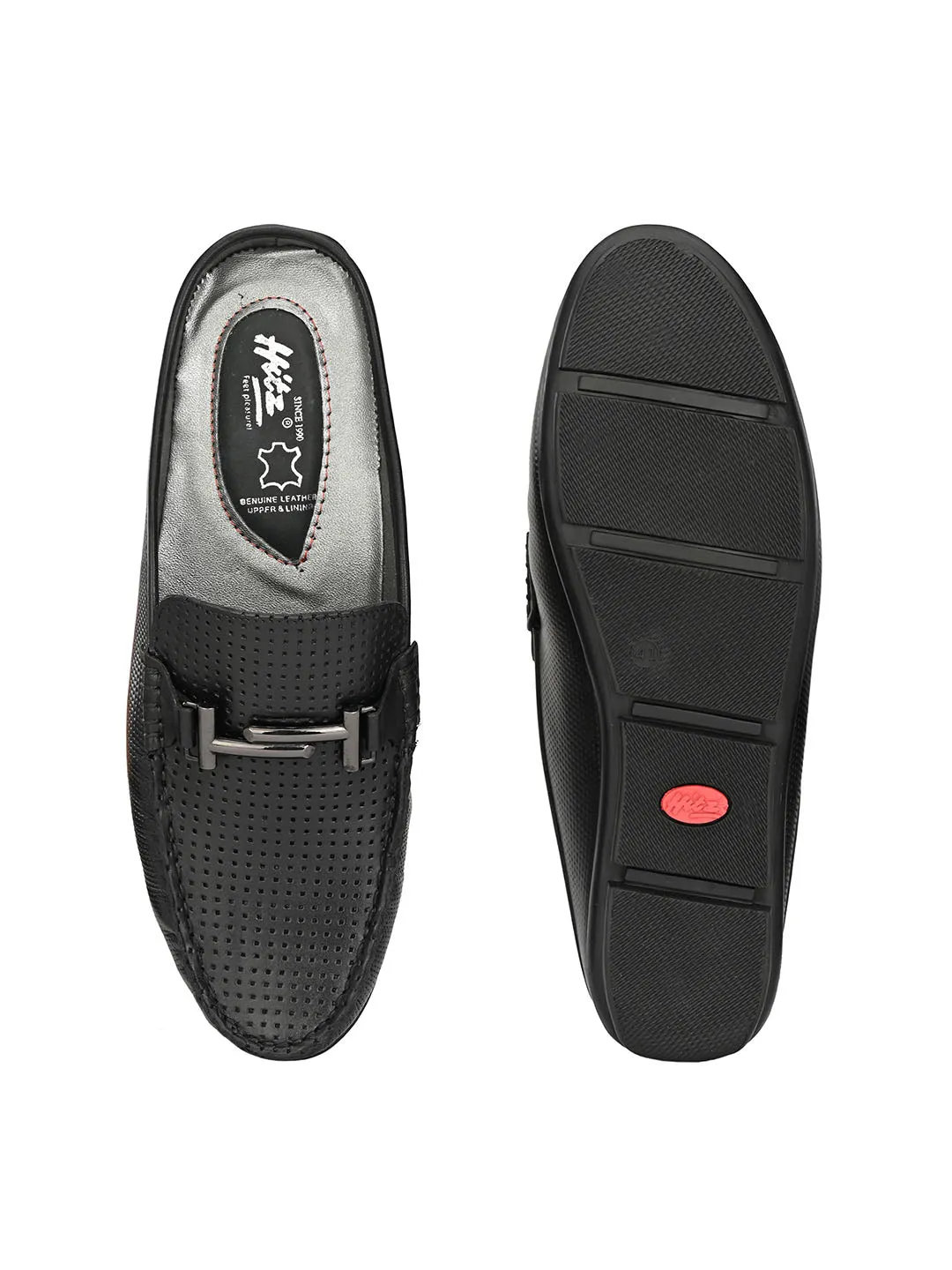 HITZ6133 Men's Black Leather Casual Slip-On Shoes