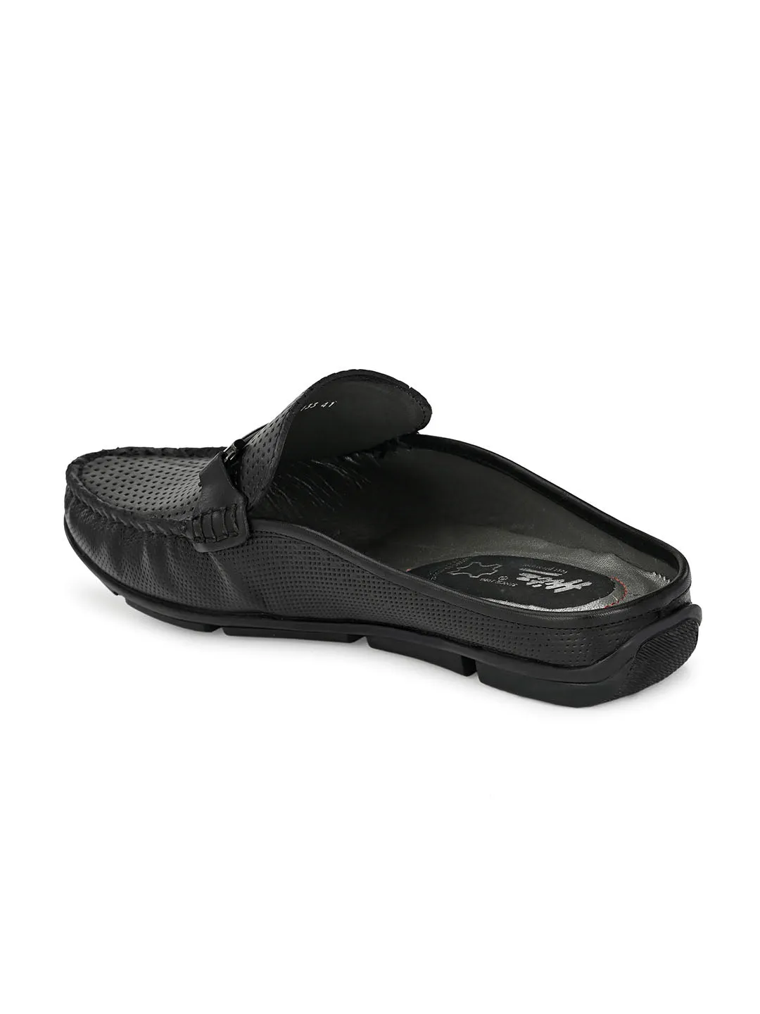HITZ6133 Men's Black Leather Casual Slip-On Shoes