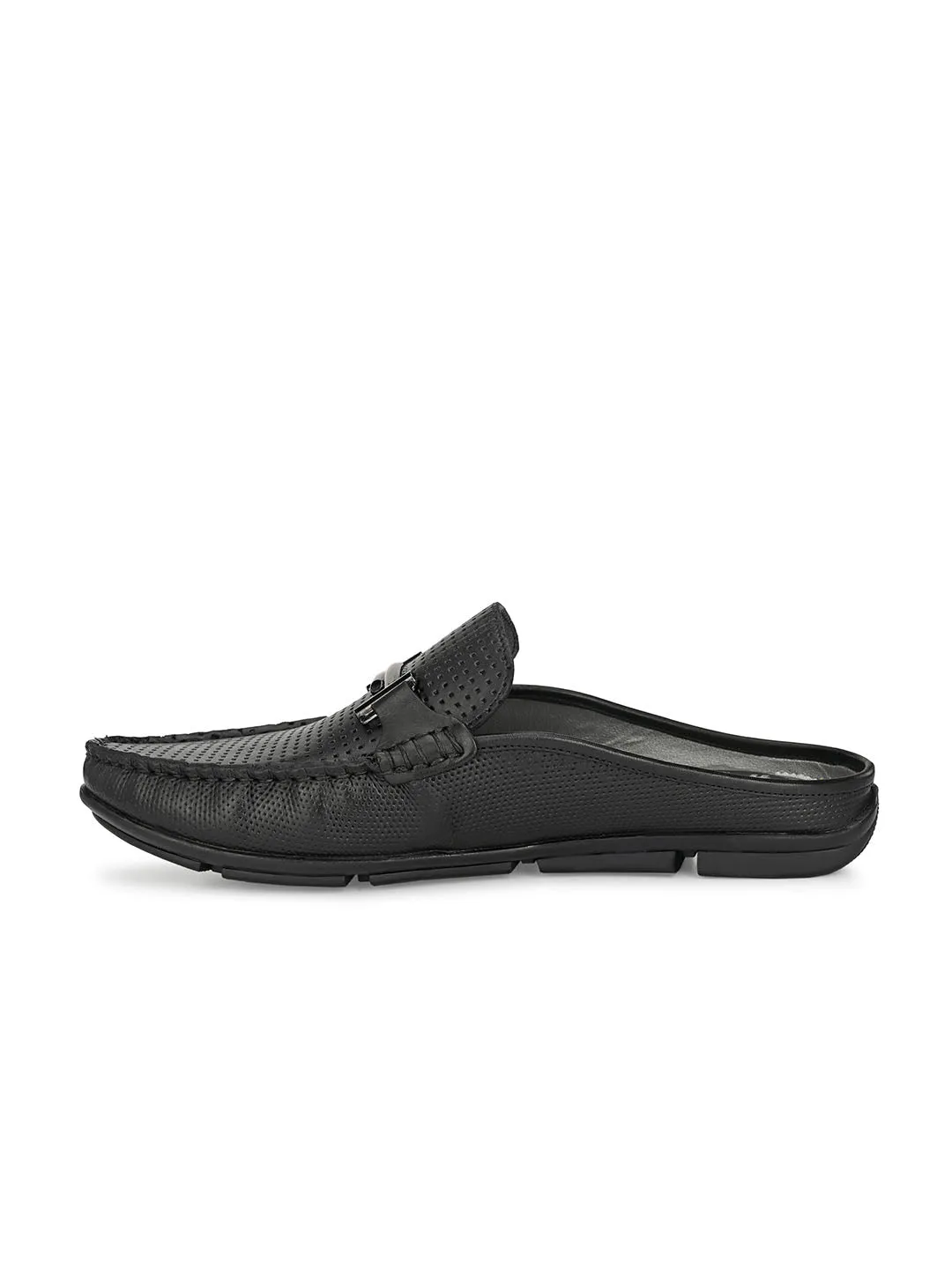 HITZ6133 Men's Black Leather Casual Slip-On Shoes