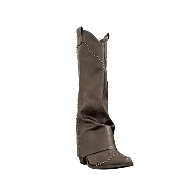 KEWIS Studded Knee High Boots