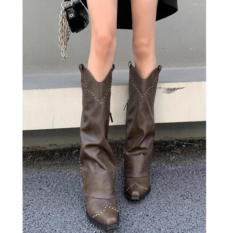 KEWIS Studded Knee High Boots