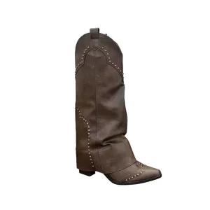 KEWIS Studded Knee High Boots