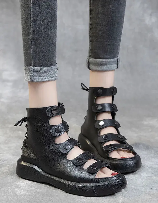 Lace-up Cut-out Fish Toe Summer Boots