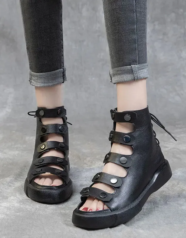 Lace-up Cut-out Fish Toe Summer Boots