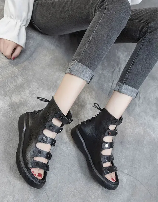 Lace-up Cut-out Fish Toe Summer Boots