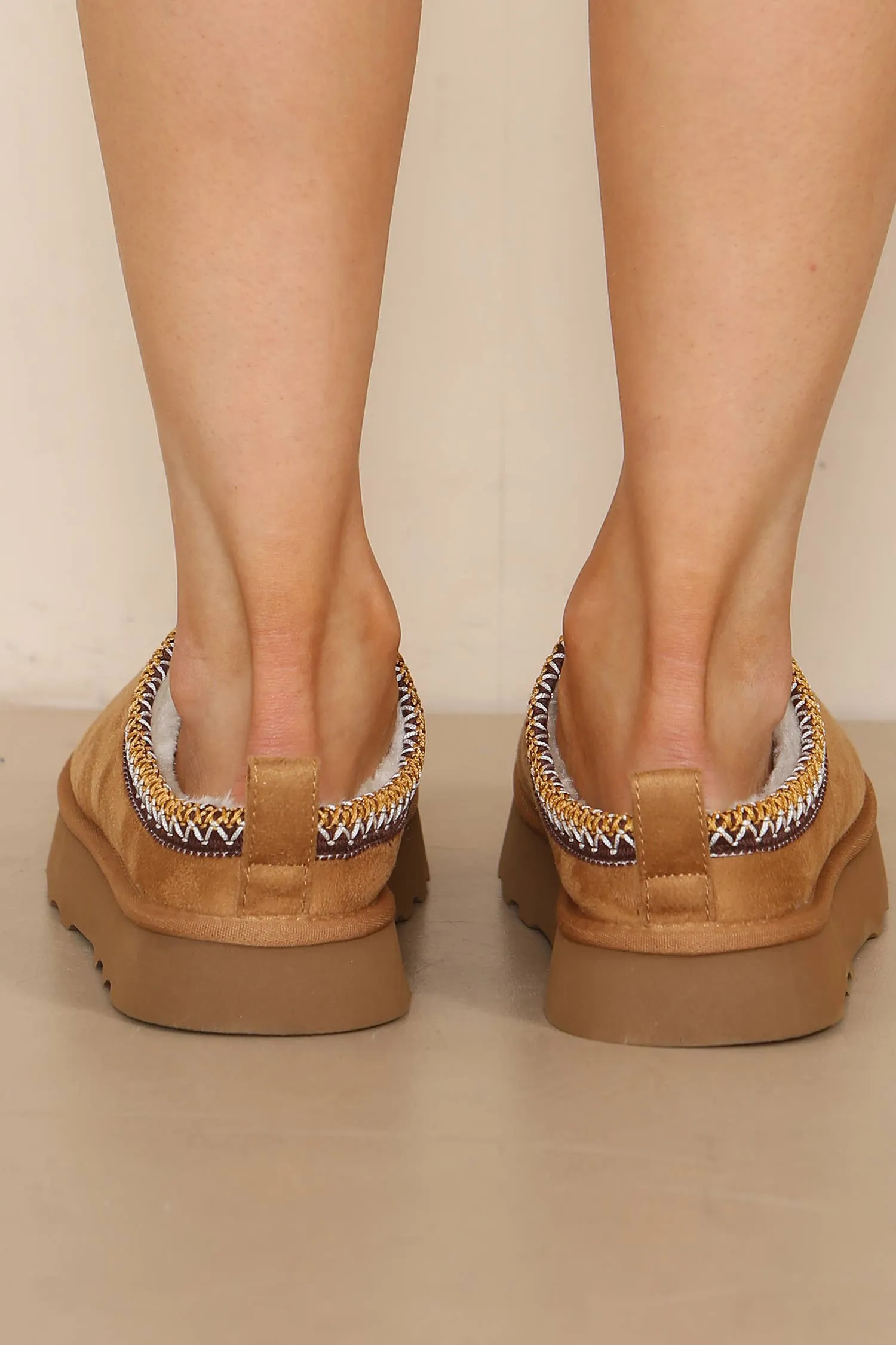 Ladies Mule Slippers - Fluffy Embroidered Slippers