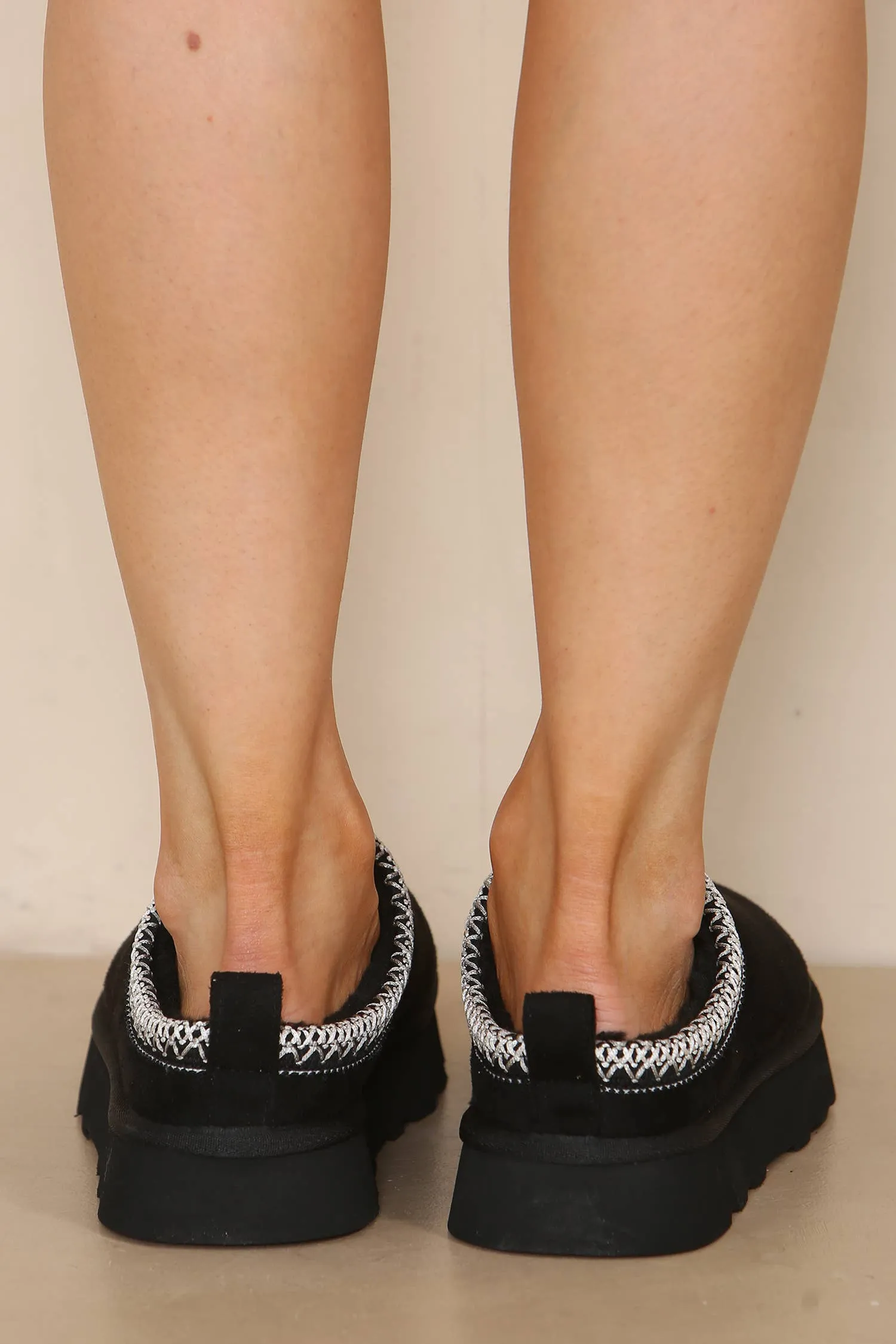 Ladies Mule Slippers - Fluffy Embroidered Slippers