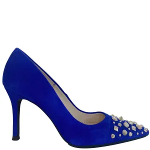 Lodi Sompo Blue Suede Studded Stilettos