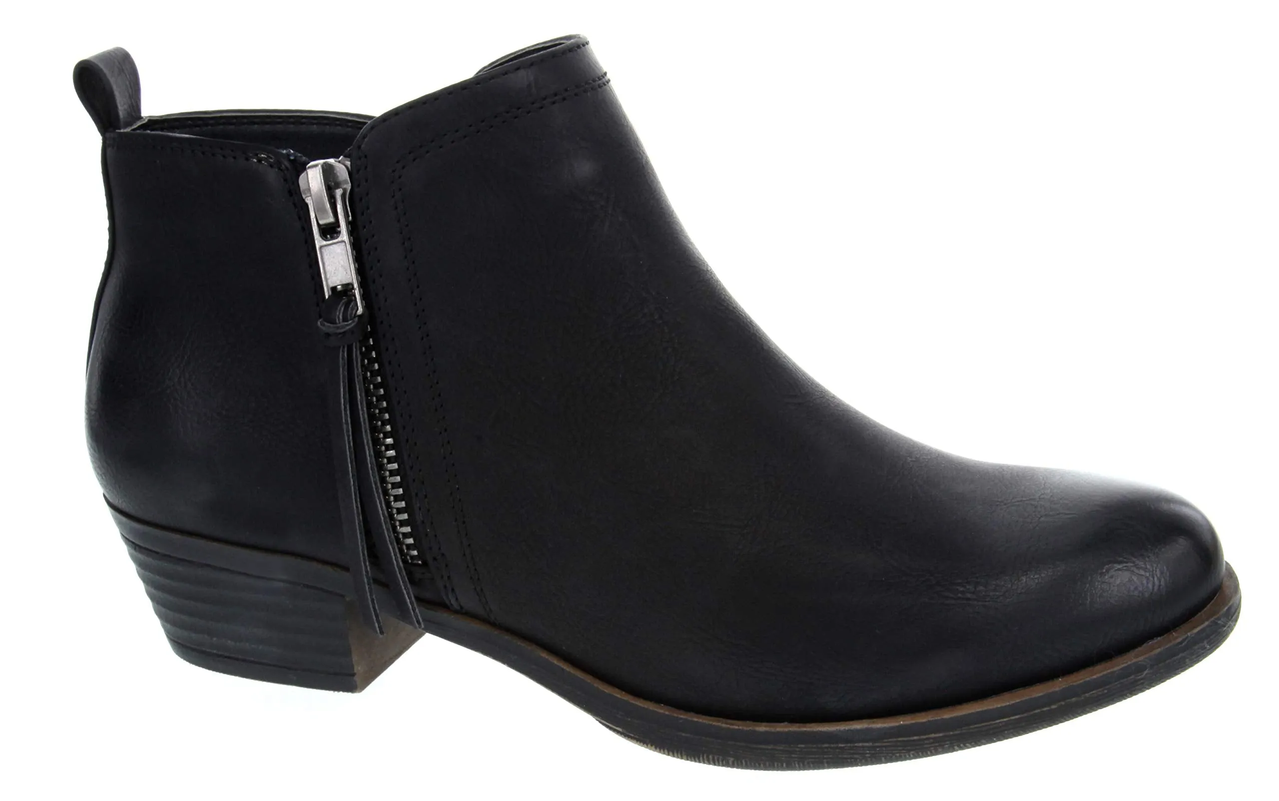 London Fog Tina Black Fashion Zipper Rounded Toe Block Heel Comfort Ankle Booties 11