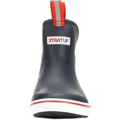 MEN'S 6" ANKLE DECK BOOTM - NAVY/RED