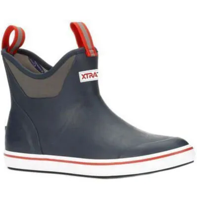 MEN'S 6" ANKLE DECK BOOTM - NAVY/RED
