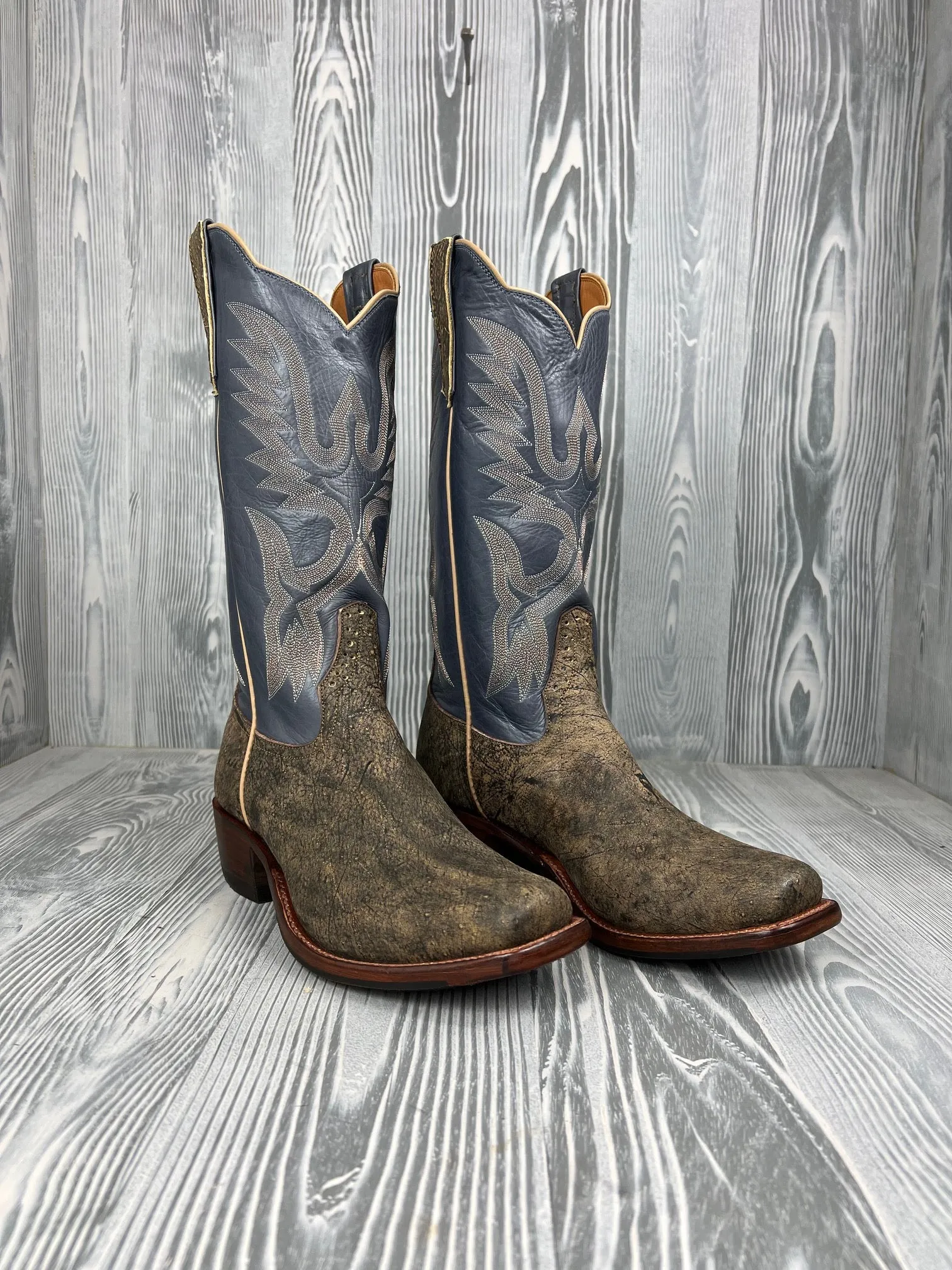 Men's Rios of Mercedes Antique Saddle Safari Giraffe with 13" Blue Slate Calf Tops