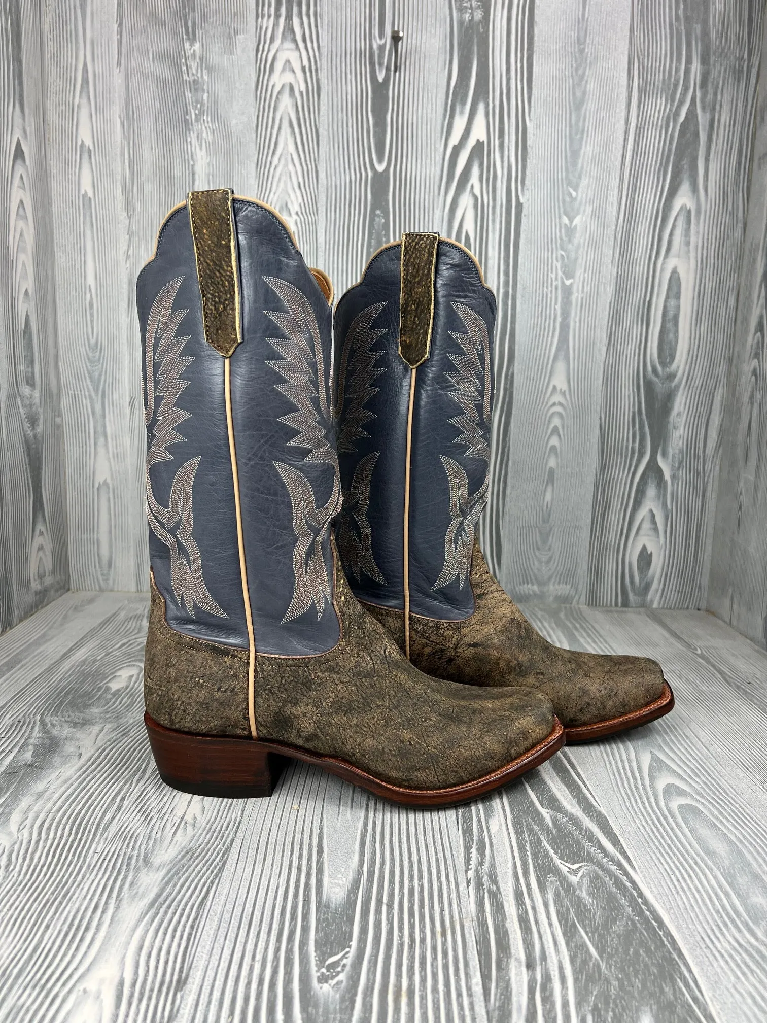 Men's Rios of Mercedes Antique Saddle Safari Giraffe with 13" Blue Slate Calf Tops