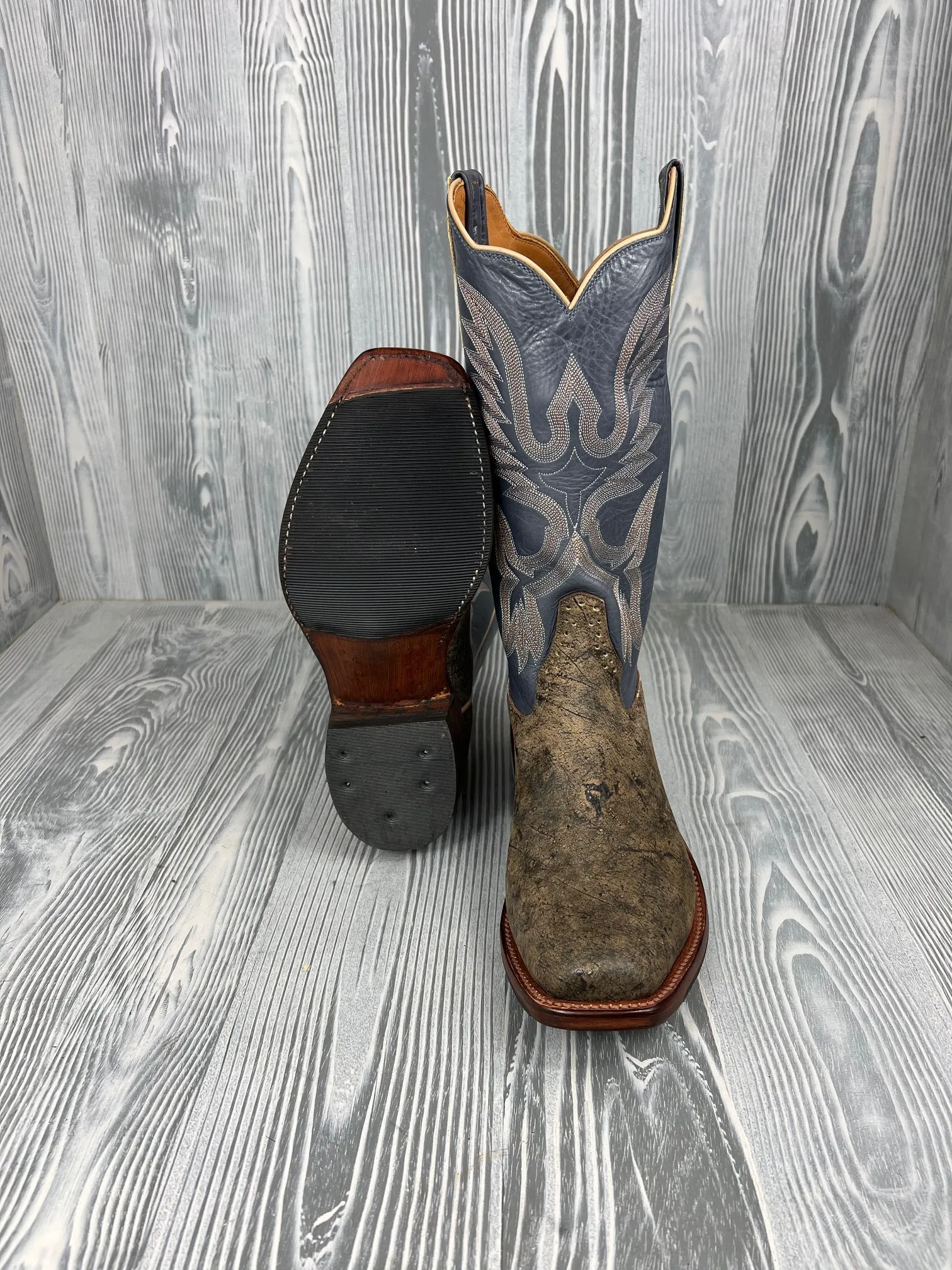 Men's Rios of Mercedes Antique Saddle Safari Giraffe with 13" Blue Slate Calf Tops