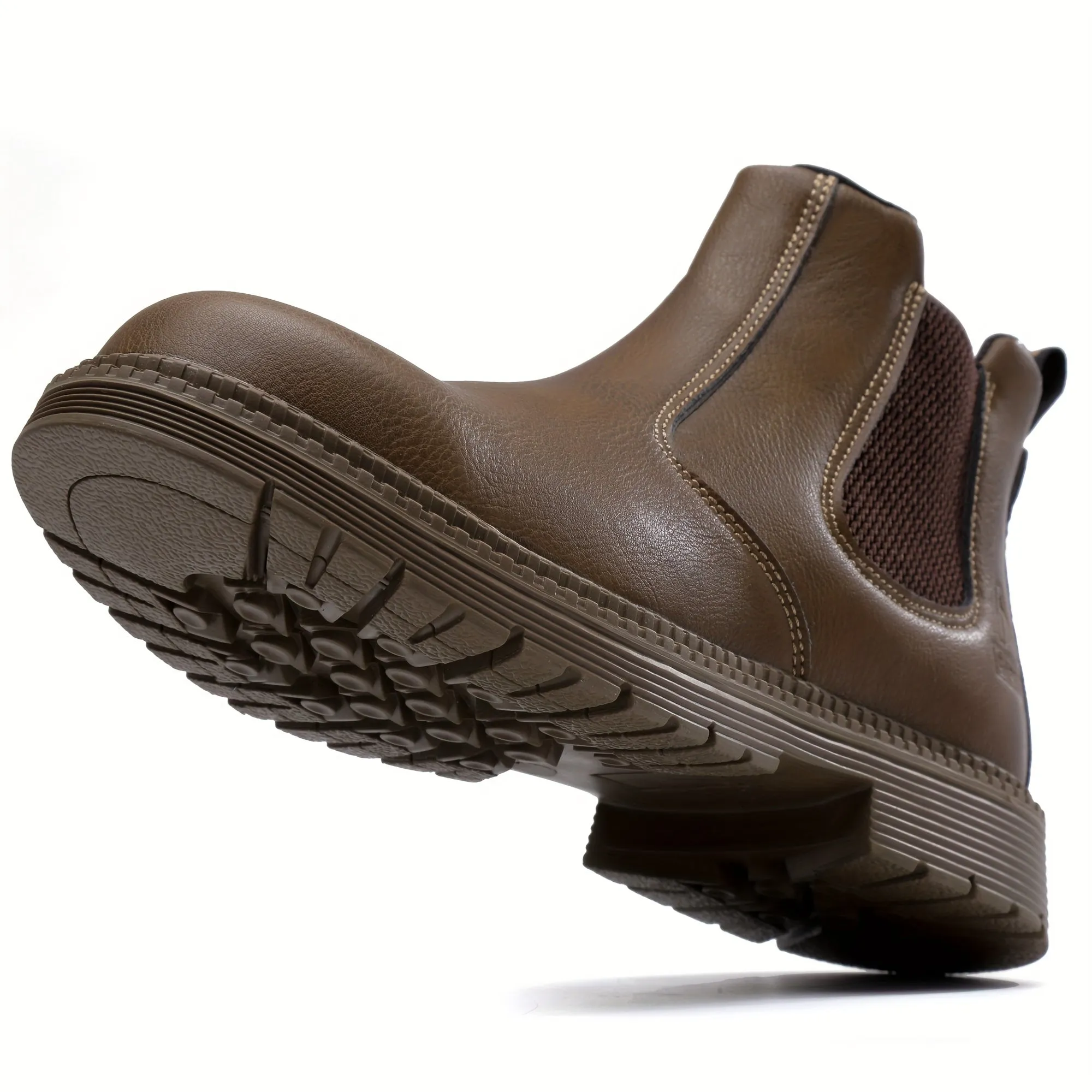 Mens Steel Toe SlipOn Chelsea Work Boots  PunctureProof  AntiSkid