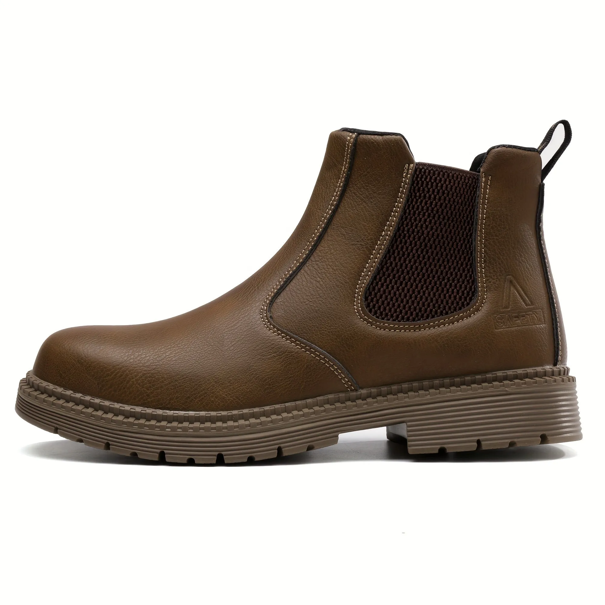 Mens Steel Toe SlipOn Chelsea Work Boots  PunctureProof  AntiSkid