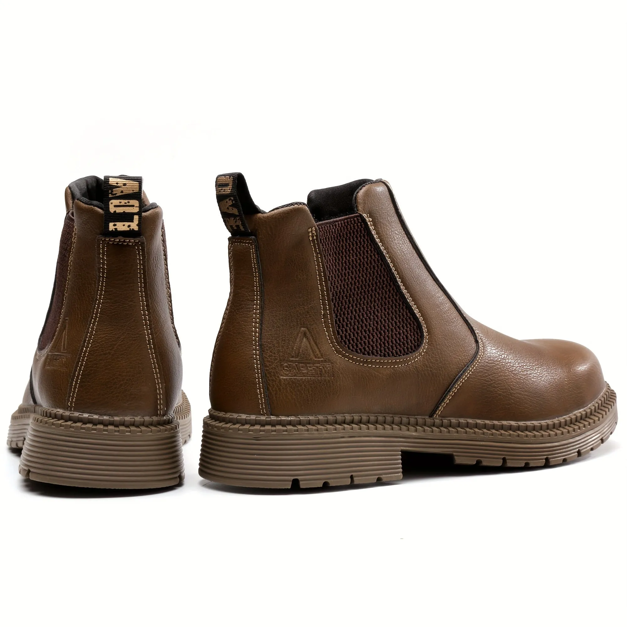 Mens Steel Toe SlipOn Chelsea Work Boots  PunctureProof  AntiSkid