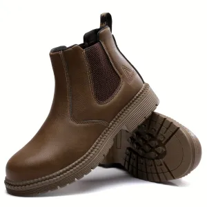 Mens Steel Toe SlipOn Chelsea Work Boots  PunctureProof  AntiSkid