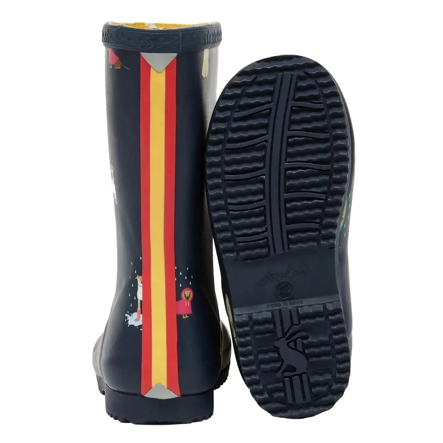 Multi Dogs Roll Up Flexible Printed Welly Rain Boots | Joules
