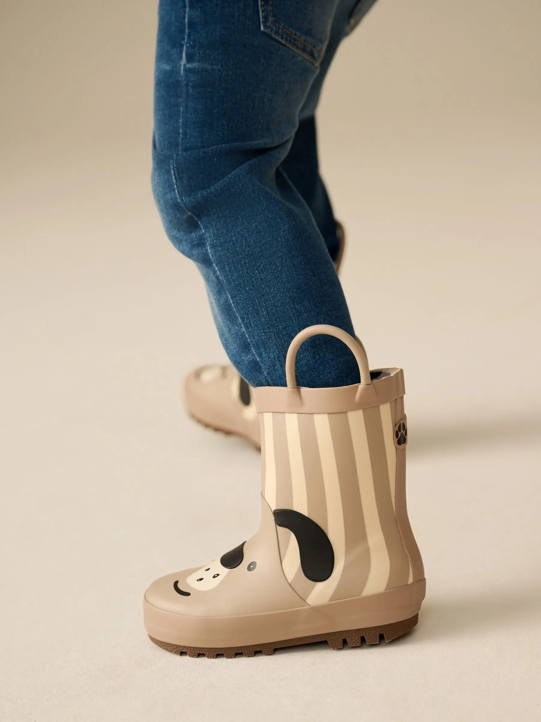 Natural Stripe Dog Handle Pull-On Wellies