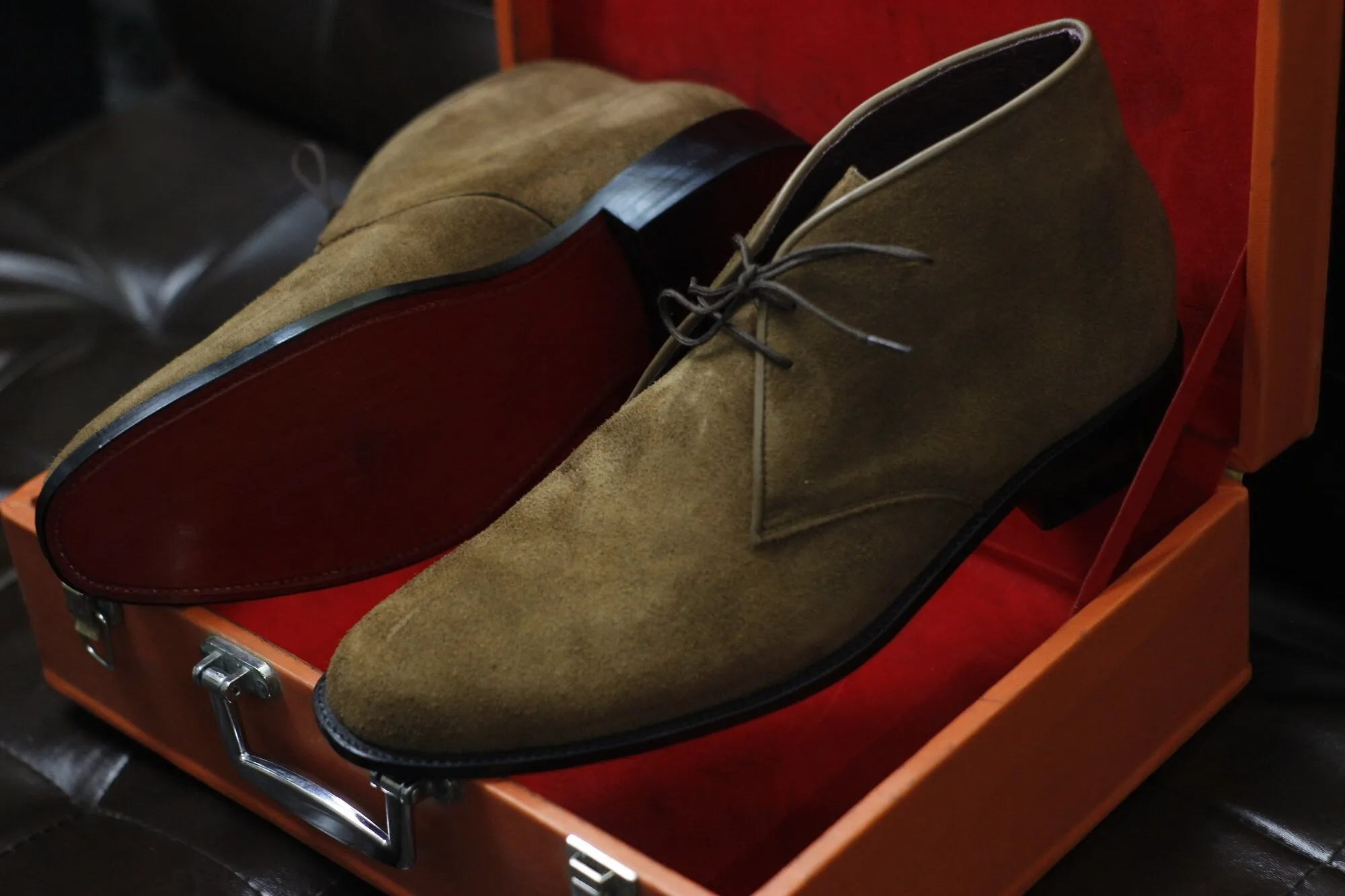 New Men's Handmade Formal Shoes Brown Suede Leather Ankle High Lace Up Stylish Chukka Dress / Formal Wear Boots