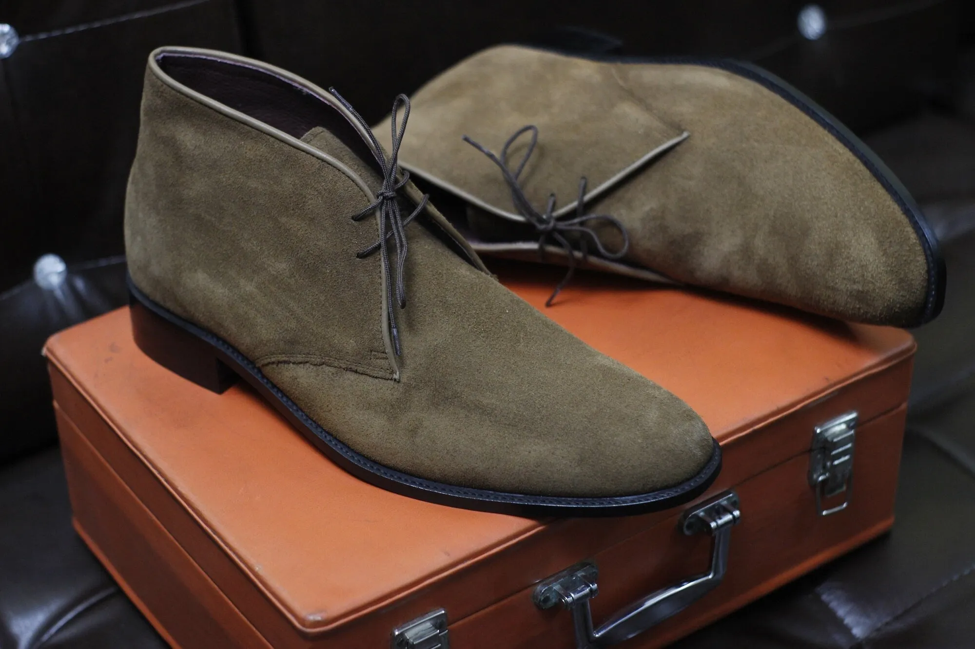 New Men's Handmade Formal Shoes Brown Suede Leather Ankle High Lace Up Stylish Chukka Dress / Formal Wear Boots