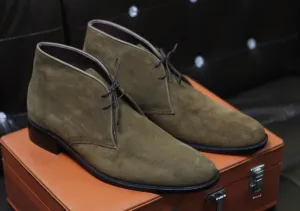 New Men's Handmade Formal Shoes Brown Suede Leather Ankle High Lace Up Stylish Chukka Dress / Formal Wear Boots
