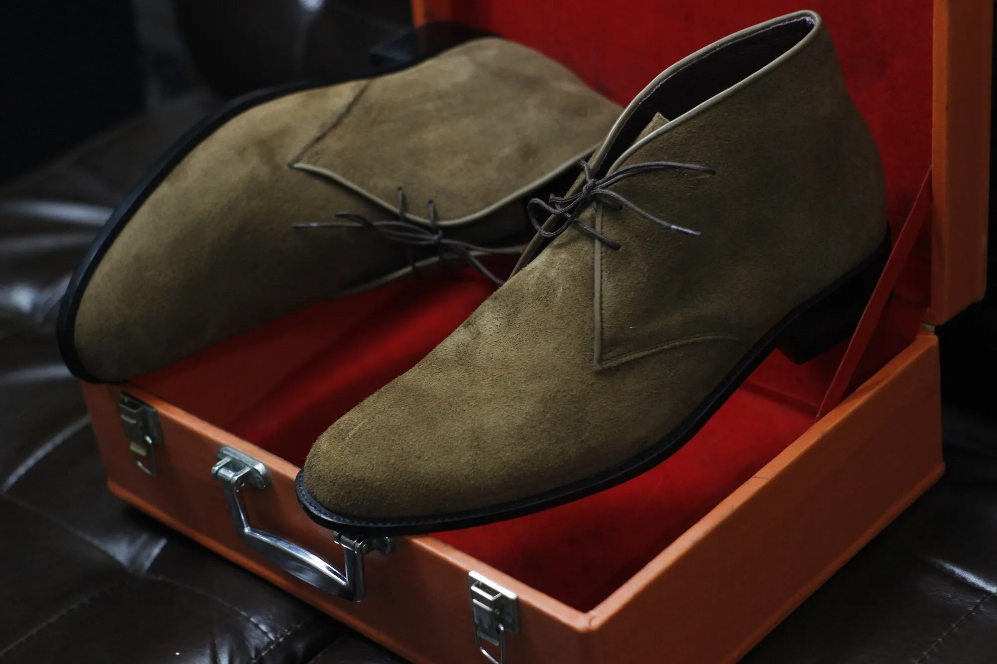 New Men's Handmade Formal Shoes Brown Suede Leather Ankle High Lace Up Stylish Chukka Dress / Formal Wear Boots