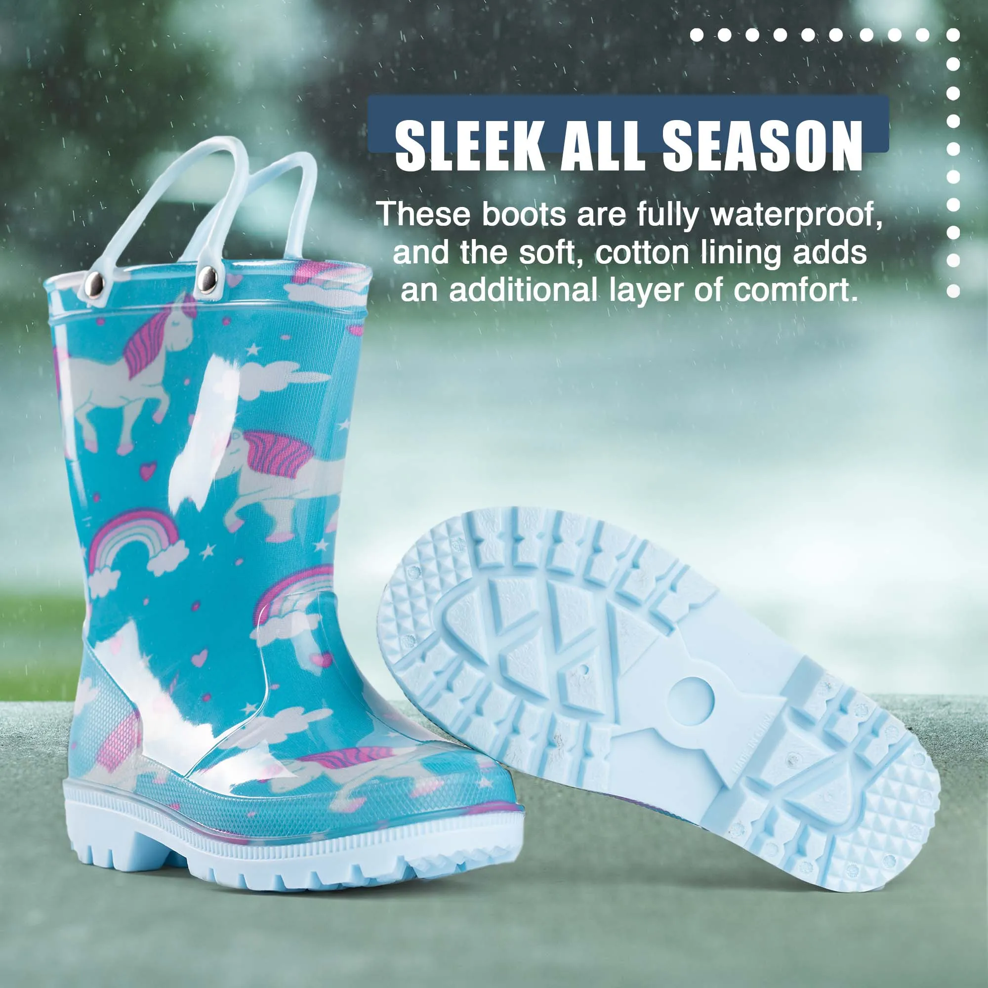 Norty Little Big Kids Boys Girls Waterproof PVC Rain Boots