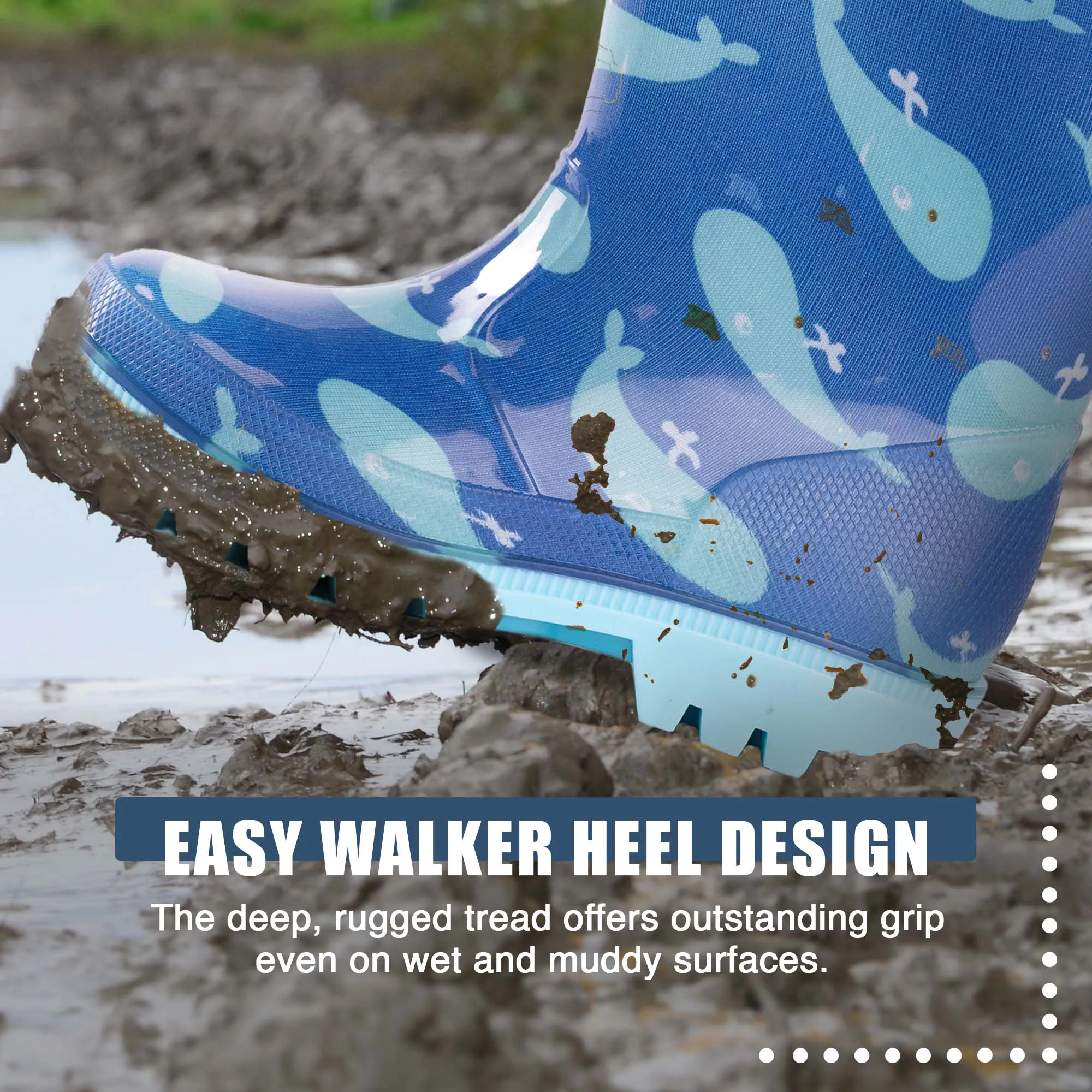 Norty Little Big Kids Boys Girls Waterproof PVC Rain Boots
