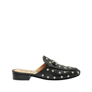 Onyx black leather mule