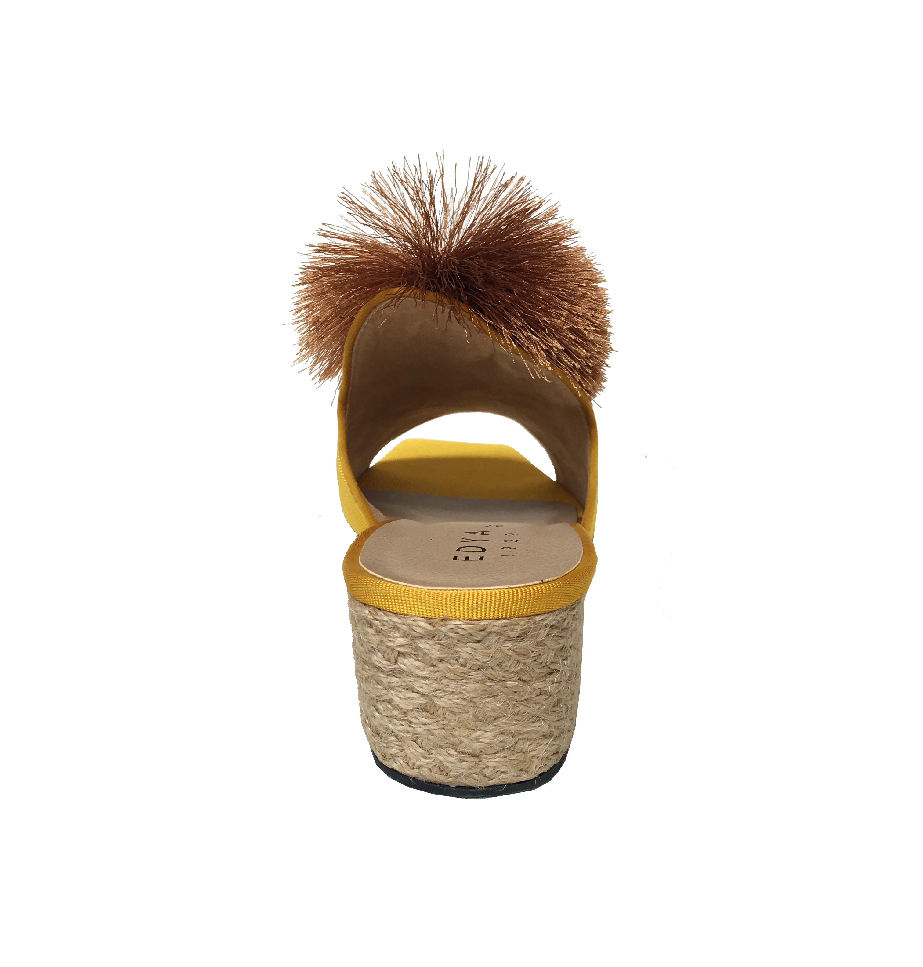 POM POM MID HEELED MULE-YELLOW