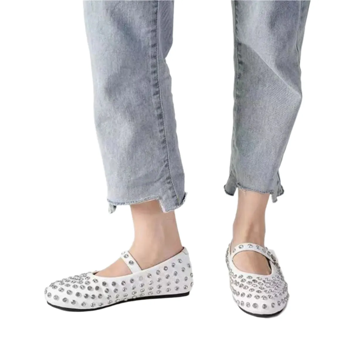 PU Leather Studded Flat Loafers
