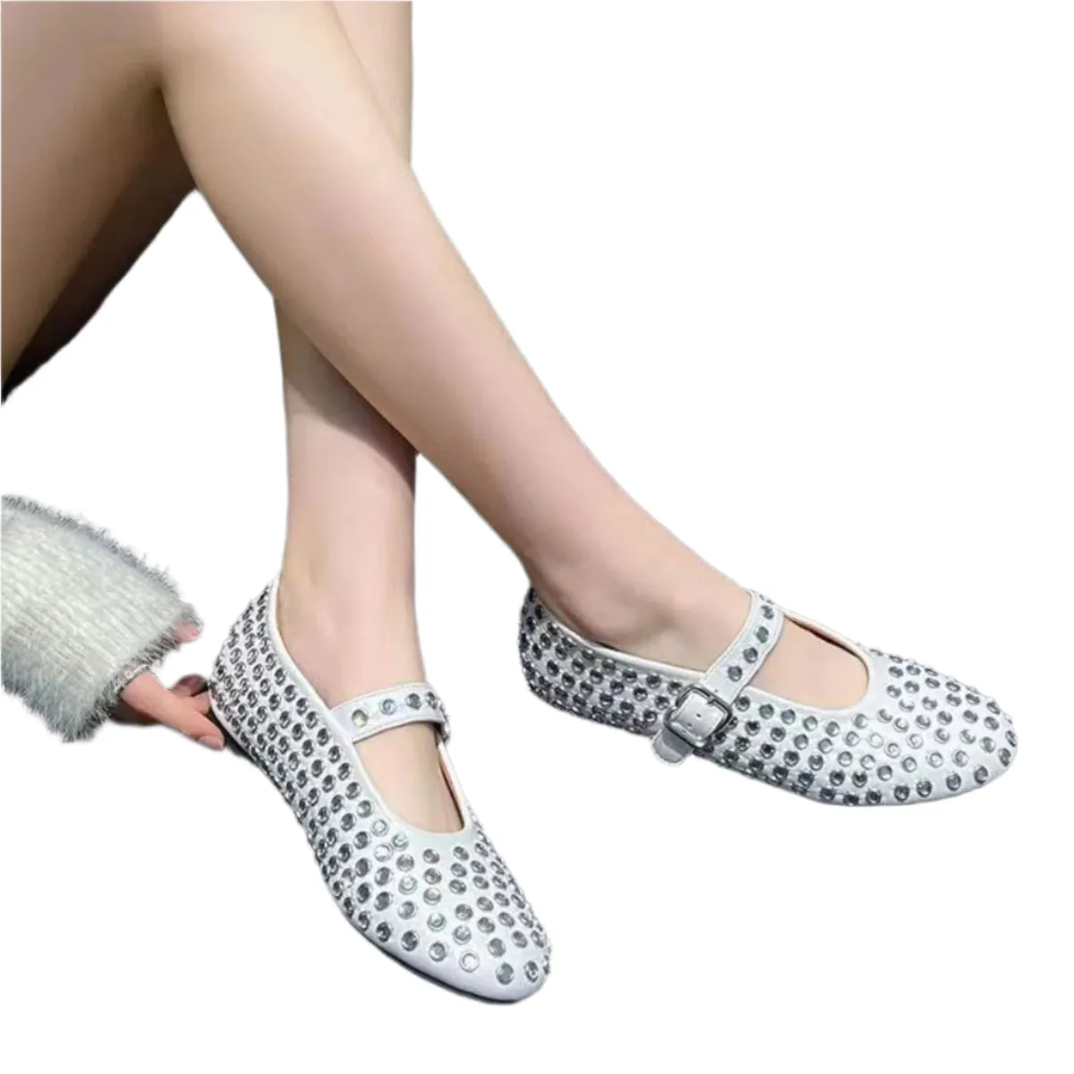 PU Leather Studded Flat Loafers
