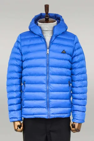 Quilted Hooded Puffer Blue Men's Coat - Wessi
