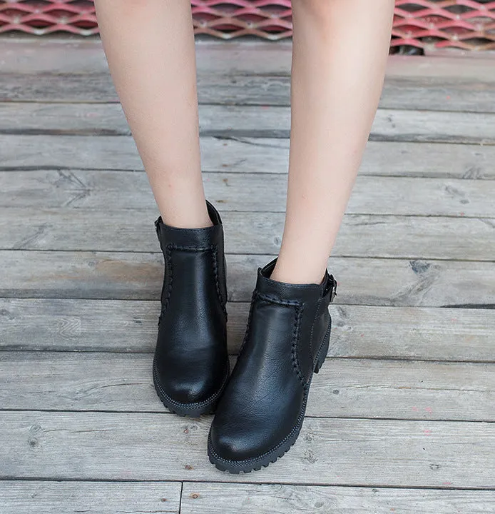 SH274 - Buckle Belt Round Toe Boots