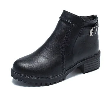 SH274 - Buckle Belt Round Toe Boots