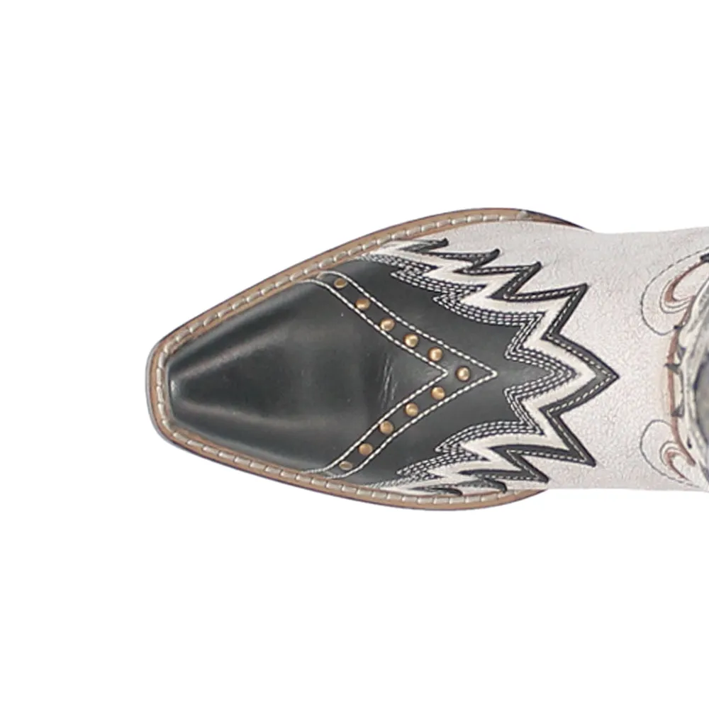 Shawnee Studded Tooled-Inlay Embroidery Snip Toe Cowboy Boots