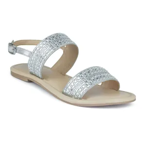 Silver Studded Flat Sandal
