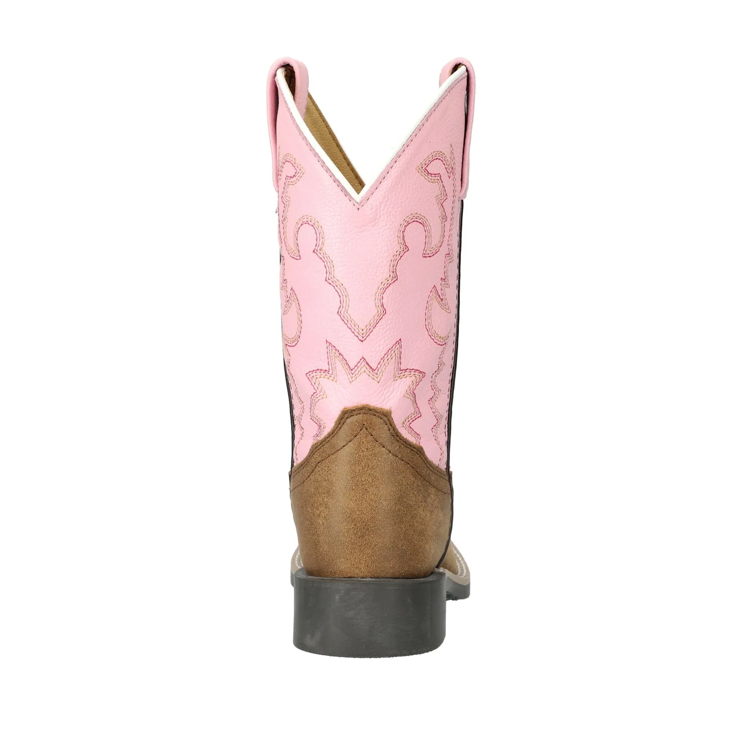 Smoky Mountain Boots Girls Addison Vintage Brown/Pink Leather Cowboy Boots 12 R
