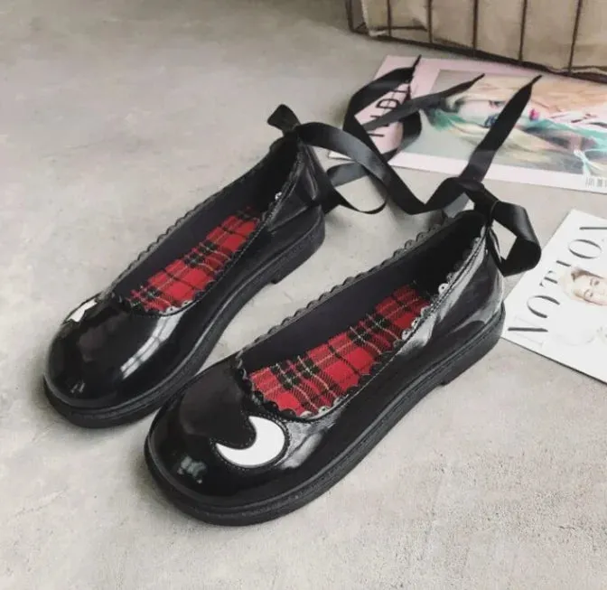 Sohiwoo Kawaii girl comfortable cosplay kawaii shoes loli England college style student sweet lolita shoes round head laing flat shoes