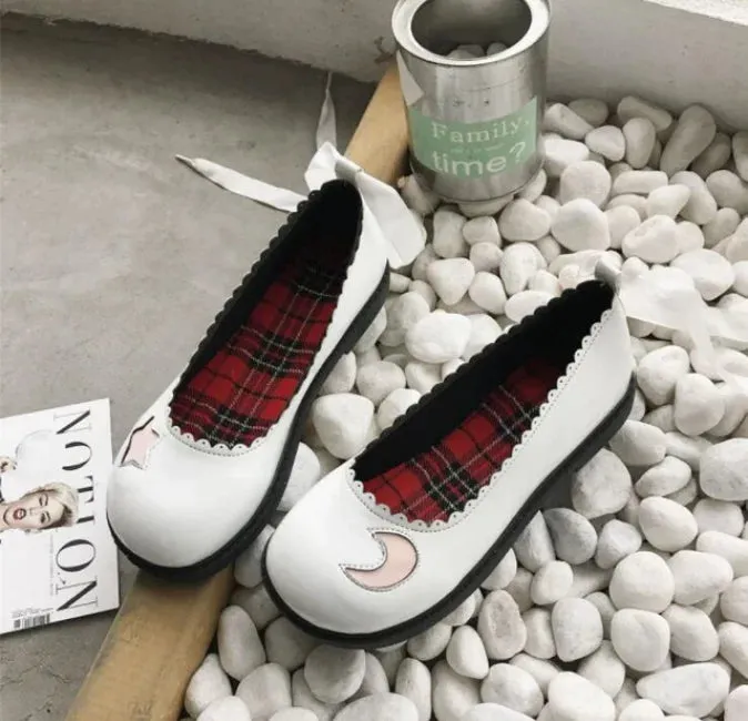 Sohiwoo Kawaii girl comfortable cosplay kawaii shoes loli England college style student sweet lolita shoes round head laing flat shoes