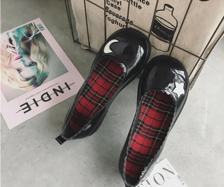 Sohiwoo Kawaii girl comfortable cosplay kawaii shoes loli England college style student sweet lolita shoes round head laing flat shoes