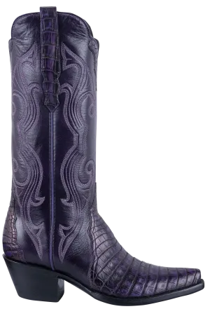 Stallion Caiman & Italian Calf Gallegos Cowgirl Boots - Purple